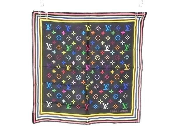 Louis Vuitton Handkerchief Monogram Black Multicolor Silk 100% Mini | Shop.app