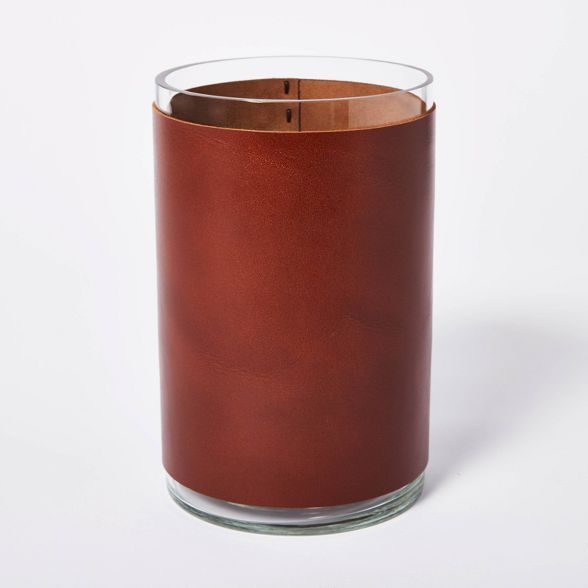 8" x 5" Glass with Leather Vase Brown - Threshold™ designed with Studio McGee | Target