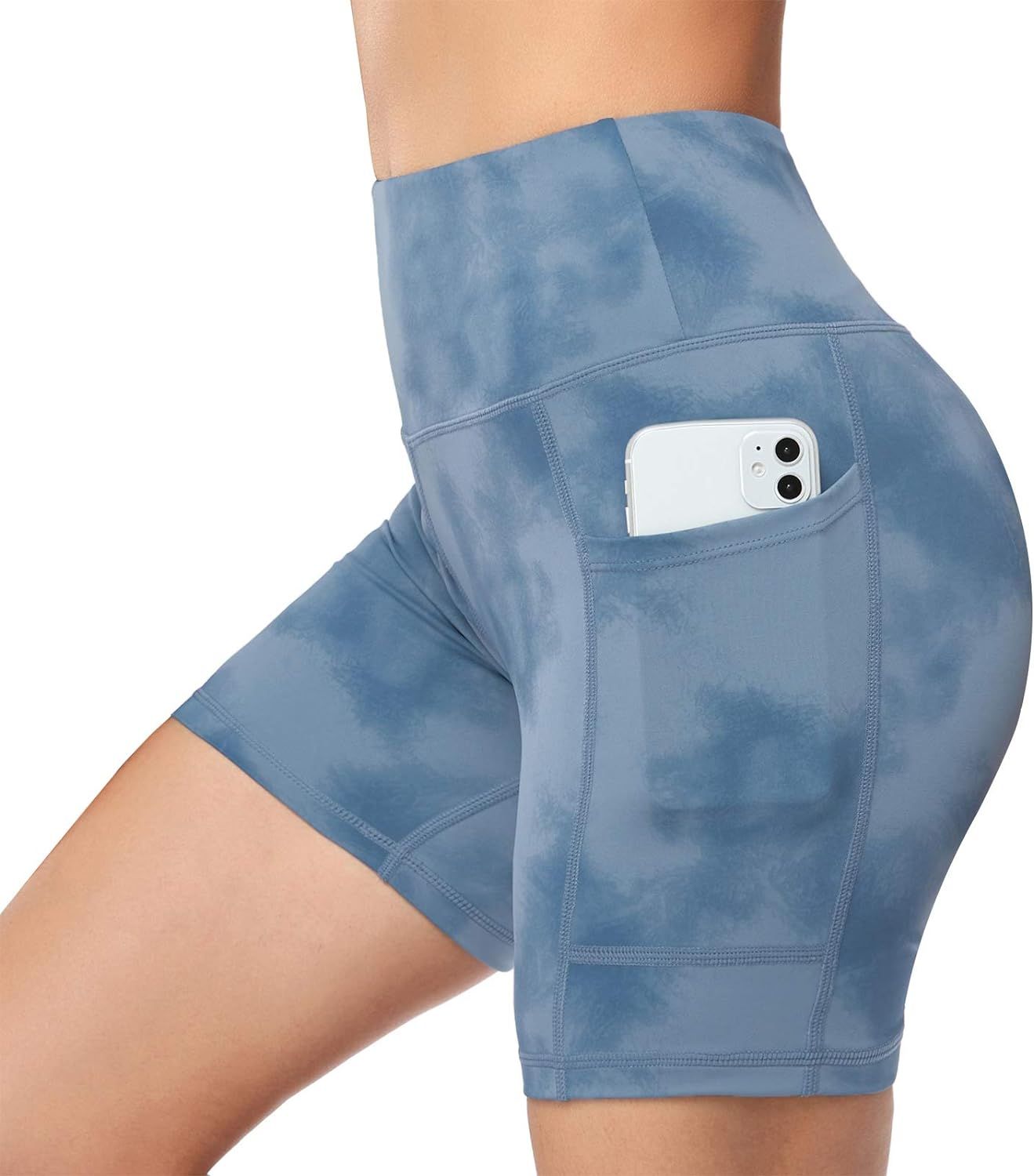 UURUN Women's Naked Feeling High Waist Print Yoga Shorts,Tummy Control Compression Workout Biker ... | Amazon (US)