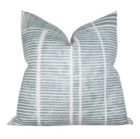 Pillow cover, Theo Natural Jade, geometric stripe, Spark Modern pillow | Etsy (US)