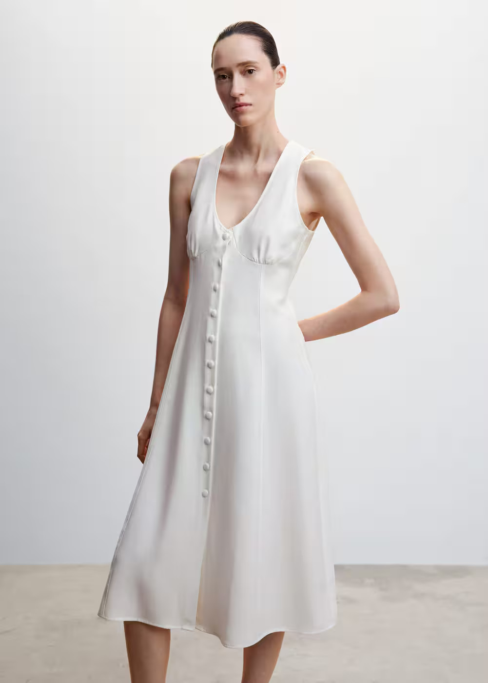 Buttoned bow dress -  Women | Mango USA | MANGO (US)