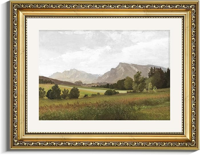 VIYYIEA Gold Framed Landscape Wall Art, Living Room Rustic Scenery Pictures Wall Decor, Canvas Pr... | Amazon (US)