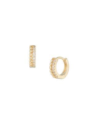 Luv AJ 14K Goldplated Crytal Ball Huggie Hoop Earrings on SALE | Saks OFF 5TH | Saks Fifth Avenue OFF 5TH