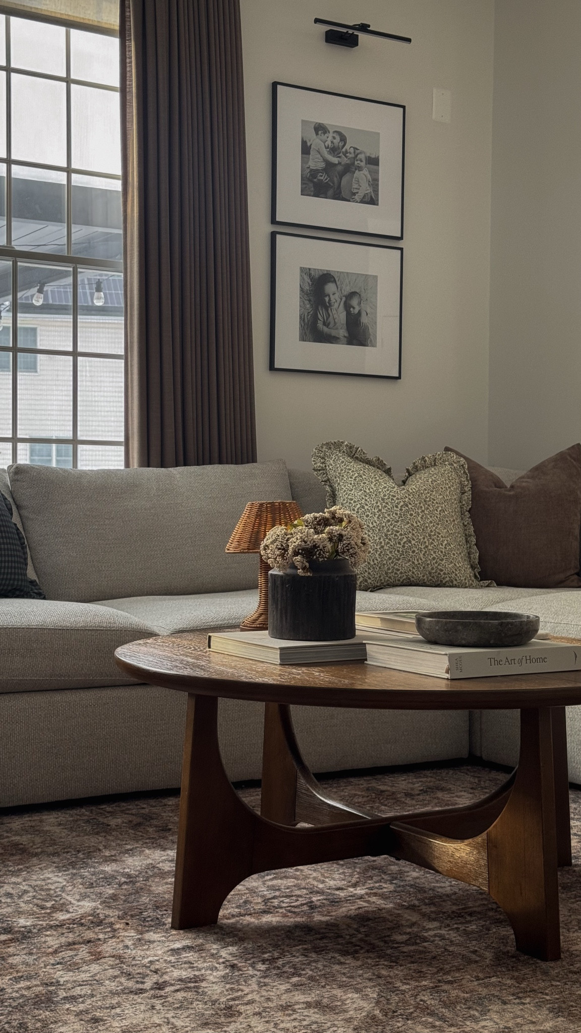 Coffee table decor, spring decor, coffee table styling, round coffee table, Amazon curtains, sectional sofa, throw pillows 

#LTKHome