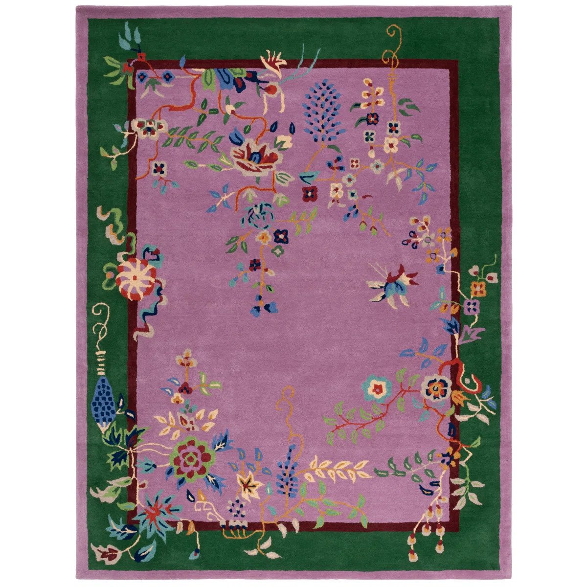 Phaong Hand Tufted Wool/Cotton Floral Rug in Purple/Green | Wayfair North America
