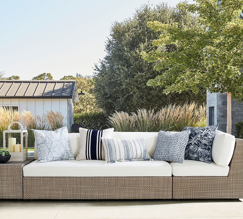 Modern Farmhouse Striped Outdoor Pillow | Pottery Barn (US)