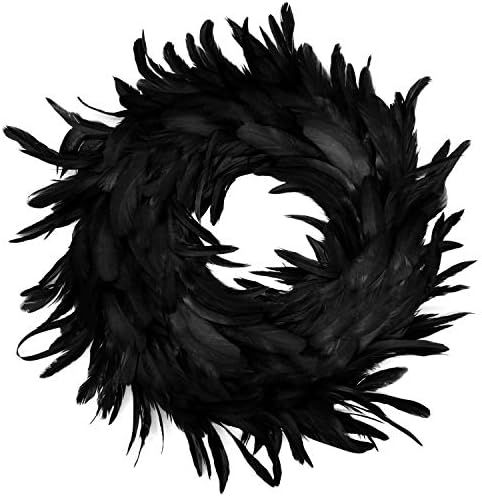 Natural Feathers Wreath 13.75" in Black for Halloween Decorations, Spooky Scene Party Favors, Hal... | Amazon (US)
