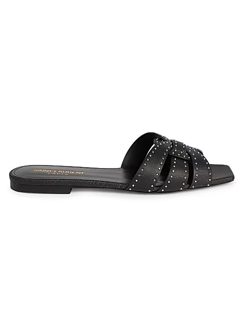 Tribute Studded Flat Leather Sandals | Saks Fifth Avenue