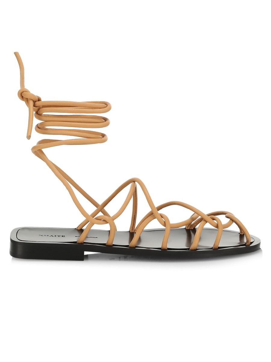 Khaite Women's Lyon Suede Lace-Up Sandals - Beige - Size 40.5 (10.5) | Saks Fifth Avenue OFF 5TH