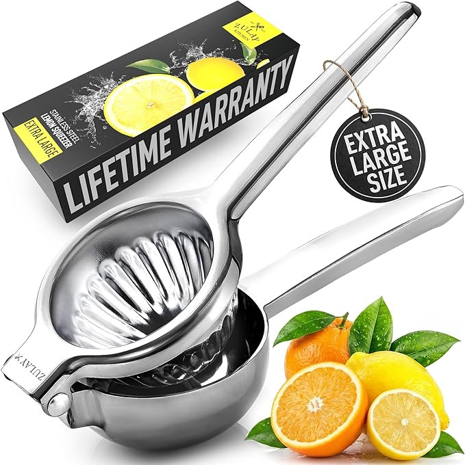 Zulay Kitchen Extra Large Lemon Squeezers Stainless Steel with Premium Quality Heavy Duty Solid M... | Amazon (UK)