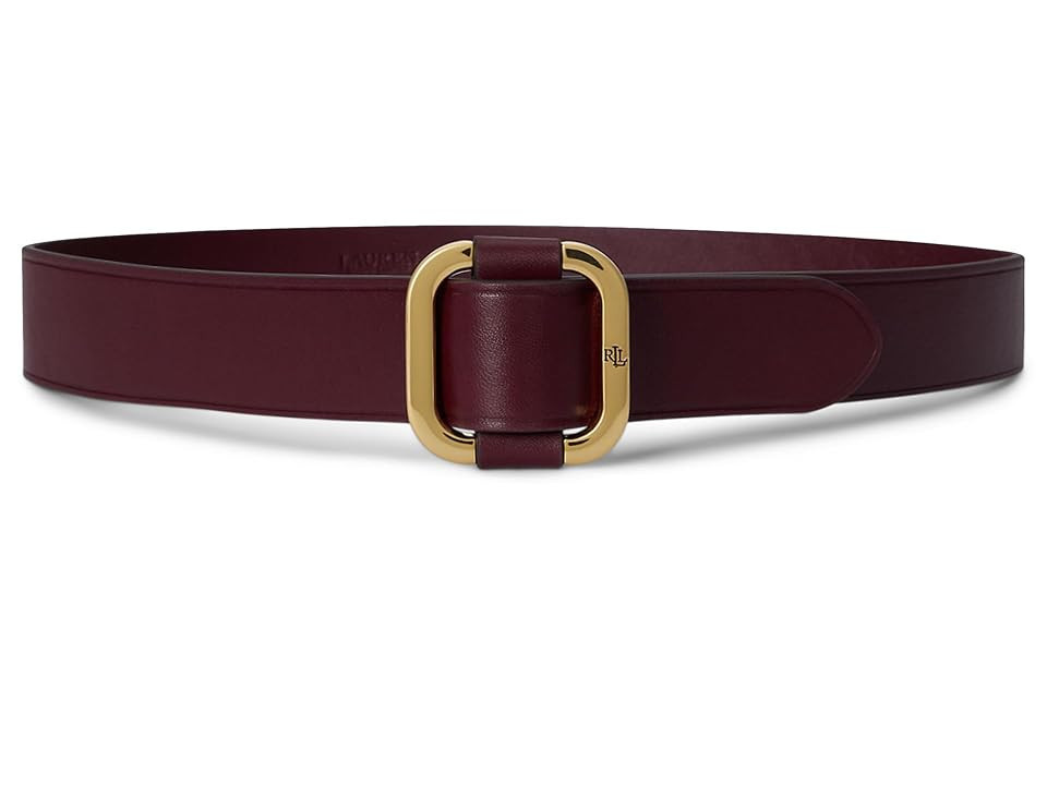 Lauren Ralph Lauren Slide-Buckle Leather Women's Belt Women's Belts Dark Garnet : Extra Large, Brass/Leather | Zappos