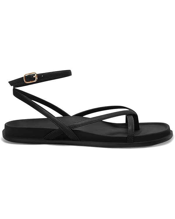 Coutgo Womens Strappy Flat Sandals Comfortable Flip Flop Footbed Sandals Ankle Strap Summer Beach... | Amazon (US)