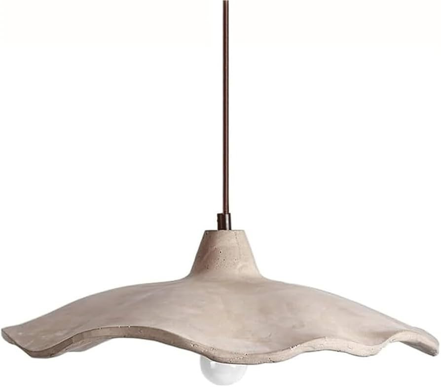Modern Organic Cement Pendant Light Wavy Clay Yellow Shade E27 Adjustable Hanging Lamp Textured C... | Amazon (US)