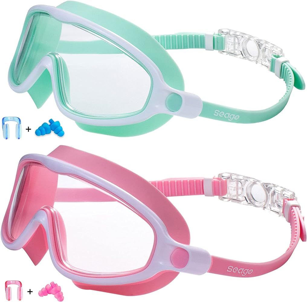 Amazon.com : Swim Goggles 2 Pack Anti-Fog Anti-UV Wide View Swimming Goggles for Kids 3-15 : Spor... | Amazon (US)