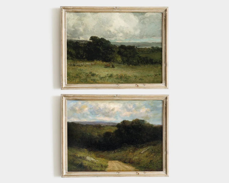 Landscape Art  Vintage Art  Cow Painting  PRINTABLE Art  3 | Etsy | Etsy (US)