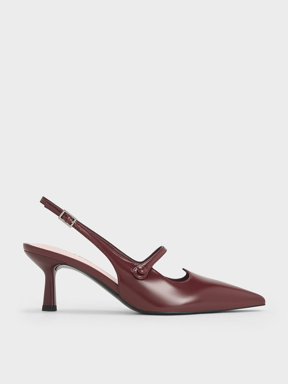 Burgundy Pointed-Toe Mary Jane Slingback Pumps | CHARLES & KEITH UK | Charles & Keith UK
