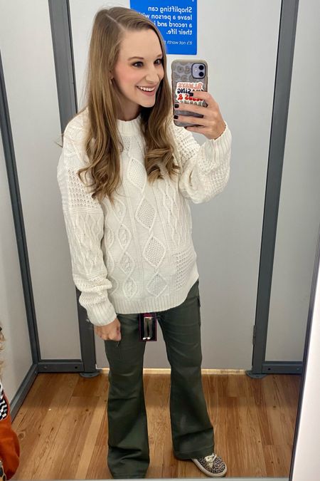 Thanksgiving outfit idea at Walmart! Time and Tru women’s sweater paired with no boundaries cargo pants!! Fall outfit idea! Shop Walmart for your holiday looks!! Wearing a size XS in the sweater, it’s long and a size 2 in the jeans while pregnant! 

#LTKSeasonal #LTKHoliday