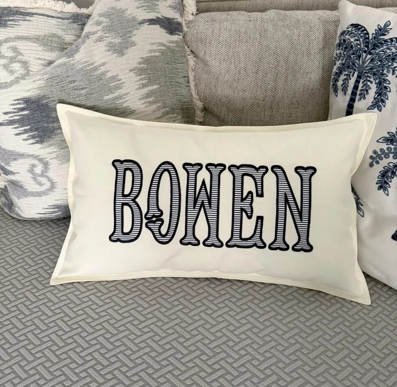 12x20 in Personalized  Applique Name and Monogram Pillow Cover | Etsy (Global)