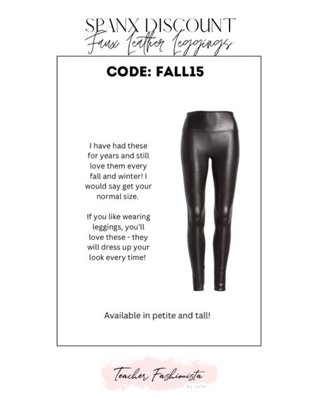 My favorite leggings are on sale!! Perfect gift for a friend, sister, niece, or yourself!! 😊 Code FALL15 for 15% off! 

• spanx • spanx leggings • faux leather leggings •



#LTKsalealert #LTKunder100 #LTKHoliday