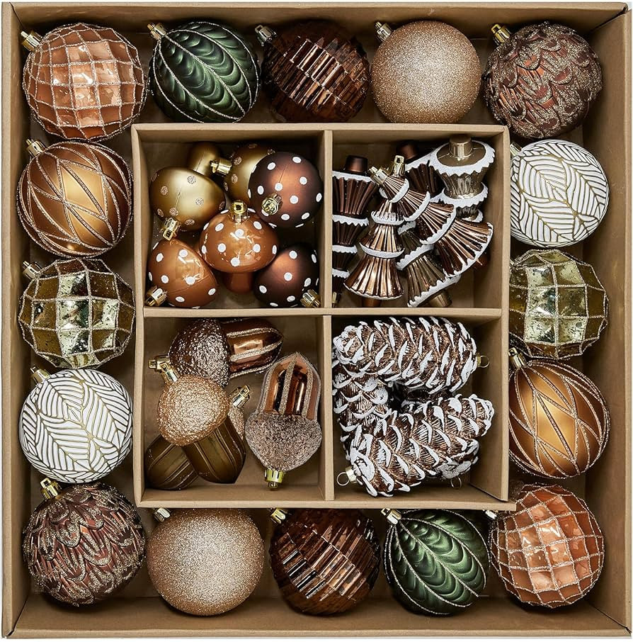 JORNOY Christmas Ornaments for Tree, Shatterproof Plastic Hanging Bulbs Set Decorations for Xmas ... | Amazon (US)