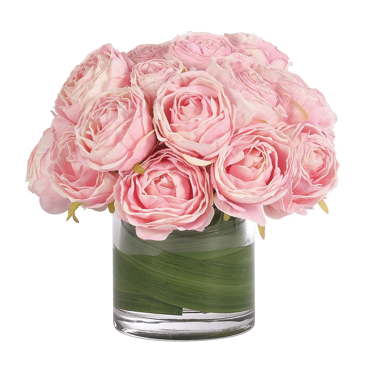 7" Faux Pink Rose Watergarden in Glass Cylinder | The Well Appointed House, LLC
