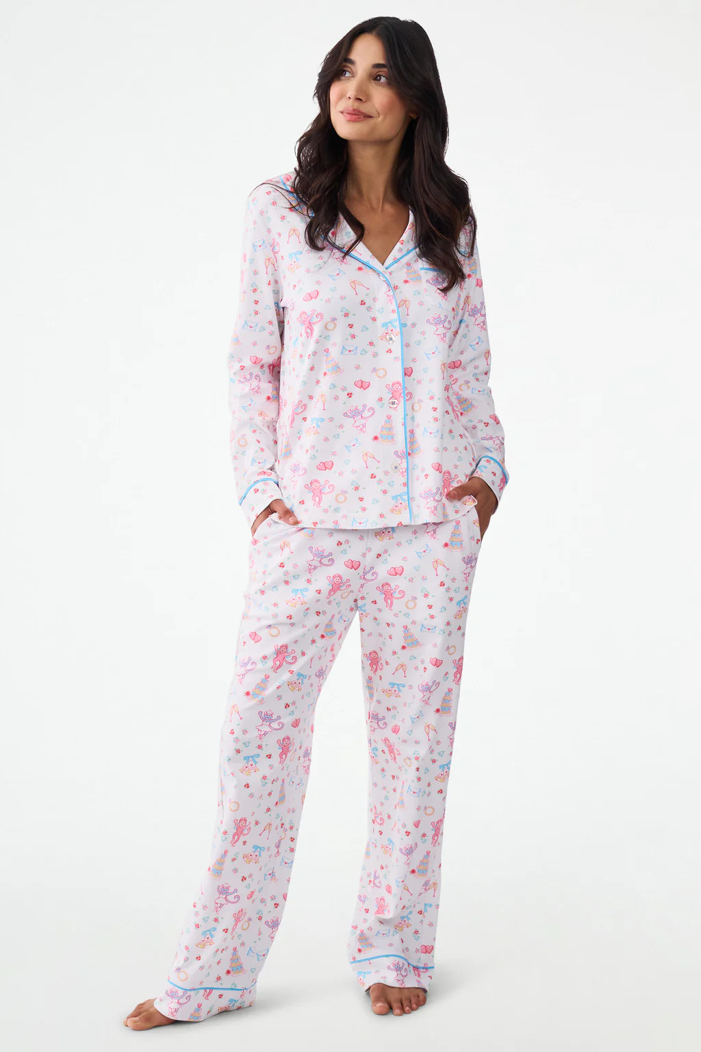 Monkey Said Yes Long Sleeve Polo Pajamas | Roller Rabbit