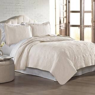 MODERN THREADS 3 pc Solid embroidered quilt sets King Ivory-3MFSQLTG-IVY-KG - The Home Depot | The Home Depot