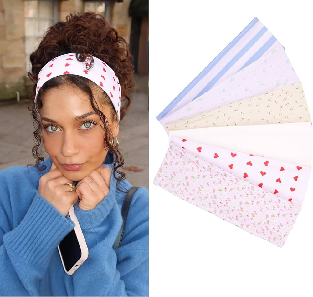 Leeven Women's Headbands for Short Hair Non Slip Elastic Floral Hairbands Soft Fabric Stripe Head... | Amazon (US)