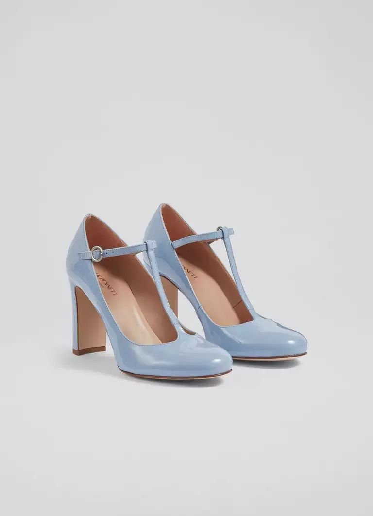 Annalise Blue Patent Leather T-Bar Mary Jane Shoes | L.K. Bennett (UK)