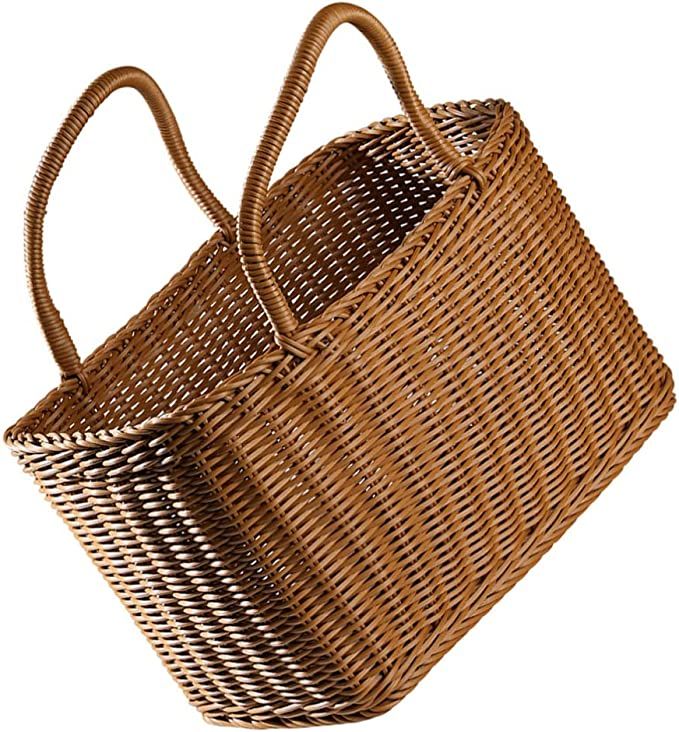 Didiseaon Household Storage Basket Picnic Basket Woven Basket with Handle | Amazon (US)