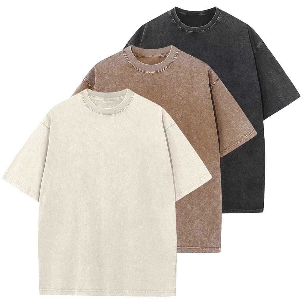 Men's Cotton T-Shirts Oversized Unisex Short Sleeves Casual Loose Wash Solid Basic Tee Tops | Amazon (US)