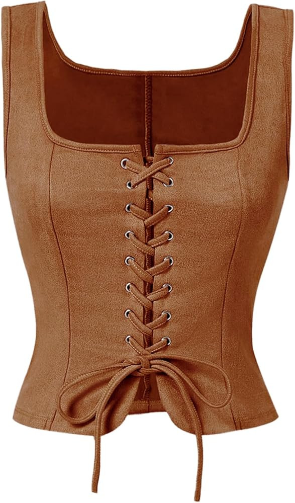 GORGLITTER Women's Sleeveless Western Cowgirl Rodeo Outfit Lace Up Vests Tops Business Casual Cou... | Amazon (US)