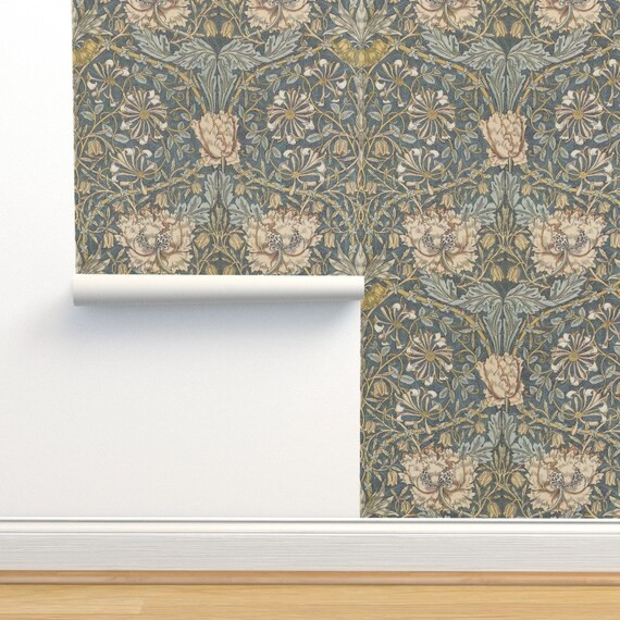 Floral Damask Wallpaper  Morris Honeysuckle by - Etsy | Etsy (US)