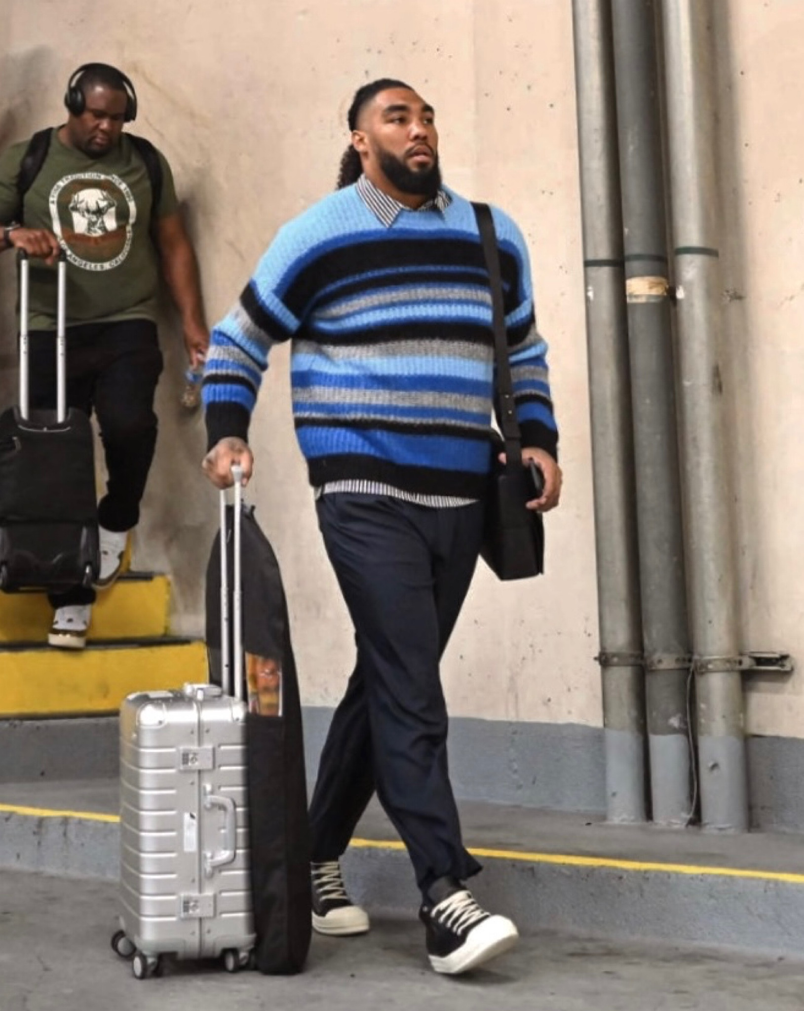 Working with athletes can be tricky sometimes because of sizing but these brands linked really cater to every kind of body/size & I loveddddd putting this look together for my clients arrival football game ⚡️ love a combination of blues 

#LTKtravel #LTKHoliday #LTKmens