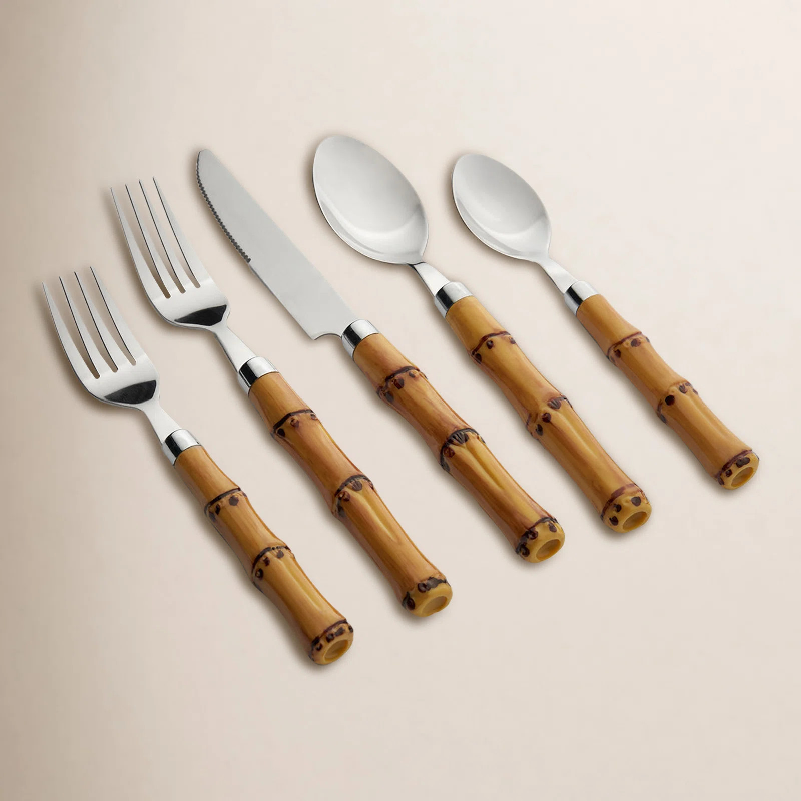 Cambridge Bamboo Handle 20-Piece Flatware Set | Birch Lane