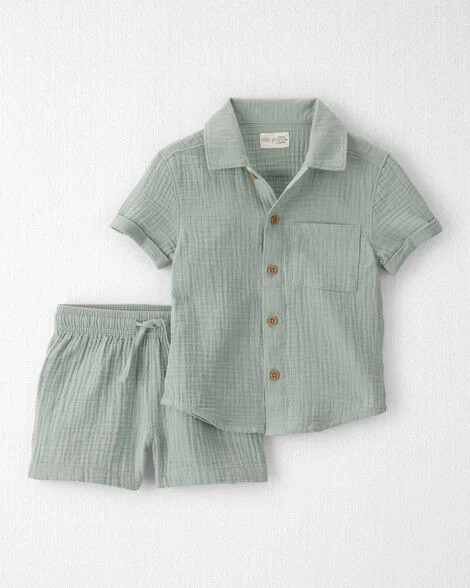 Toddler Boy 2-Piece Organic Cotton Gauze Top & Short Set - Little Planet | Carter's | Carter's Inc