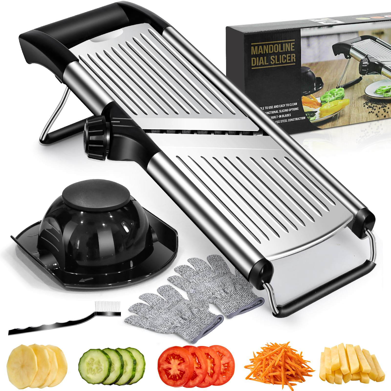 MASTERTOP Adjustable Mandoline Food Slicer,Vegetable Slicer Fruit Cutter,Stainless Steel Kitchen ... | Amazon (US)