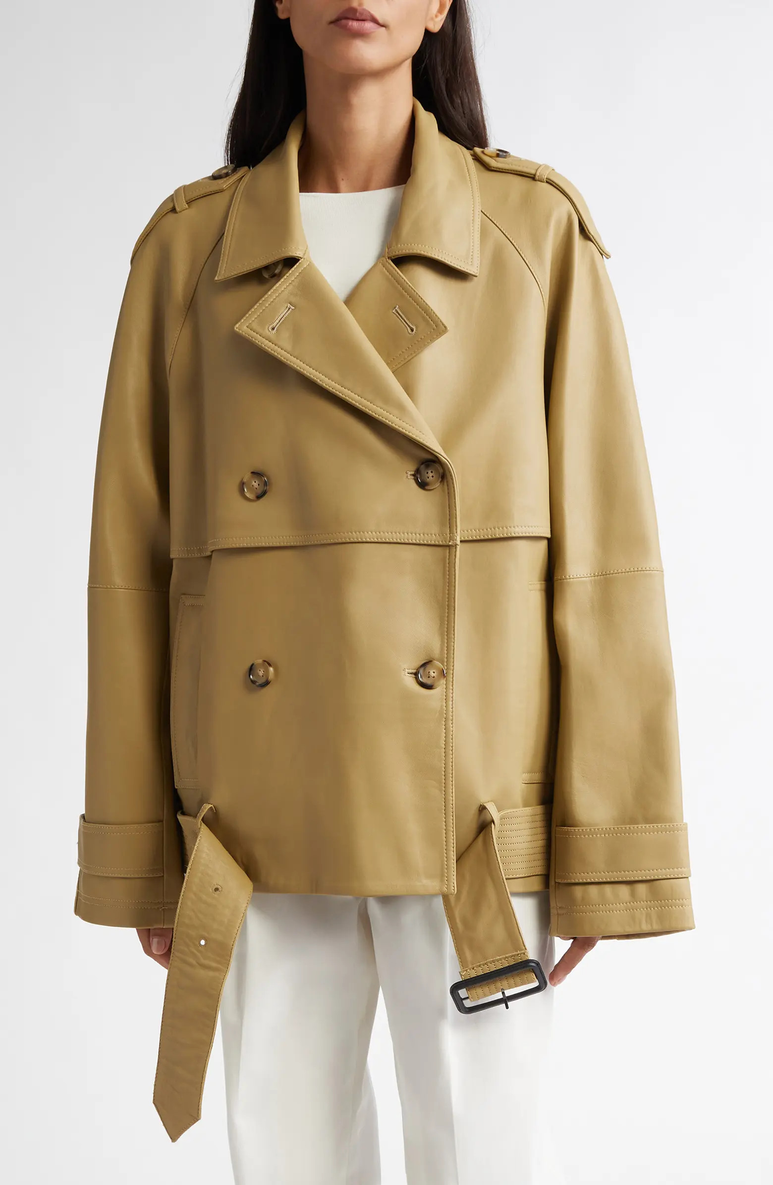 Leather Crop Trench Coat | Nordstrom