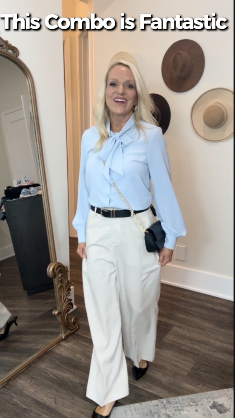 You didn’t hear it from me… but this may be the outfit of the season. 🤍💙
The blue bow-tie detail is everything—soft, classy, and just enough wow. Paired with breezy linen pants, a black belt, and black shoes? Game over.

This look says:
put together ✔️
comfortable ✔️
timeless ✔️
compliments coming your way ✔️

Saving this one on repeat. #Gracekarin
#LTKFind #GraceKarinStyle #AmazonLooks #ElegantEveryday l

#LTKMothersDay