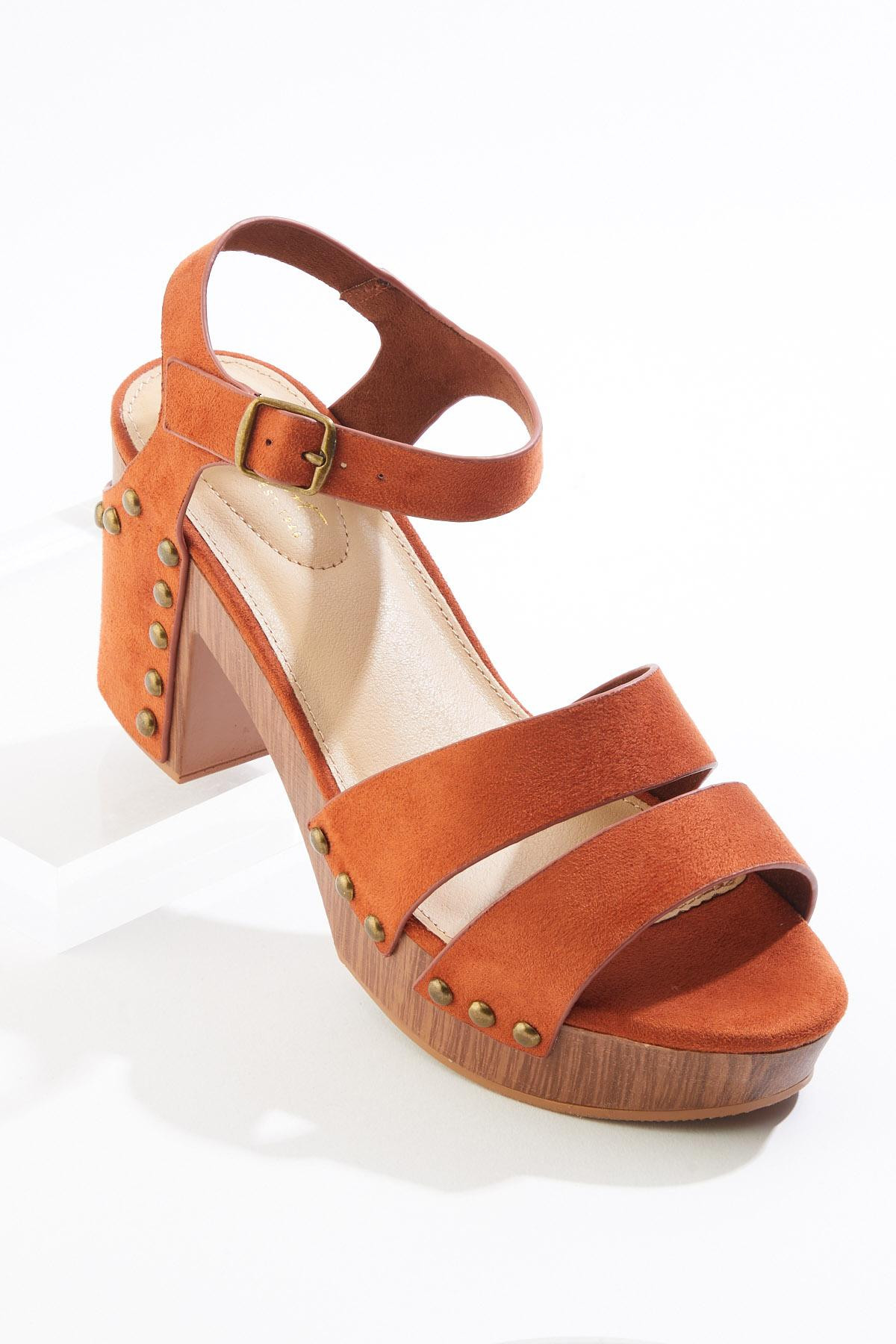 Stud Wood Bottom Platform Heels | Cato Fashions