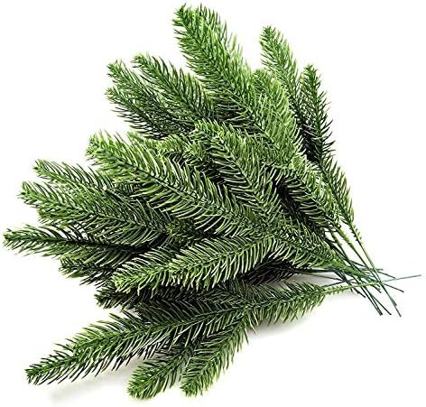 XIPEGPA 30PCS 10.24 x 3.94 Inches Artificial Pine Branches Green Leaves Needle Garland Green Plan... | Amazon (US)