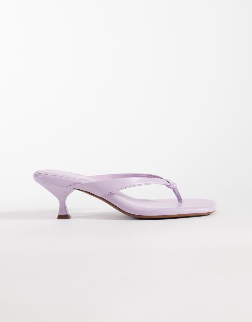 ASOS DESIGN Havana toe thong kitten heel sandals in lilac-Purple | ASOS (Global)