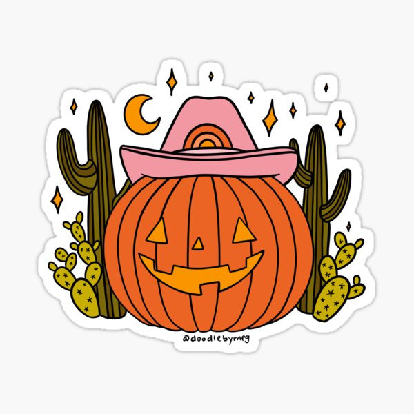 Cowboy Pumpkin Sticker | Redbubble (US)