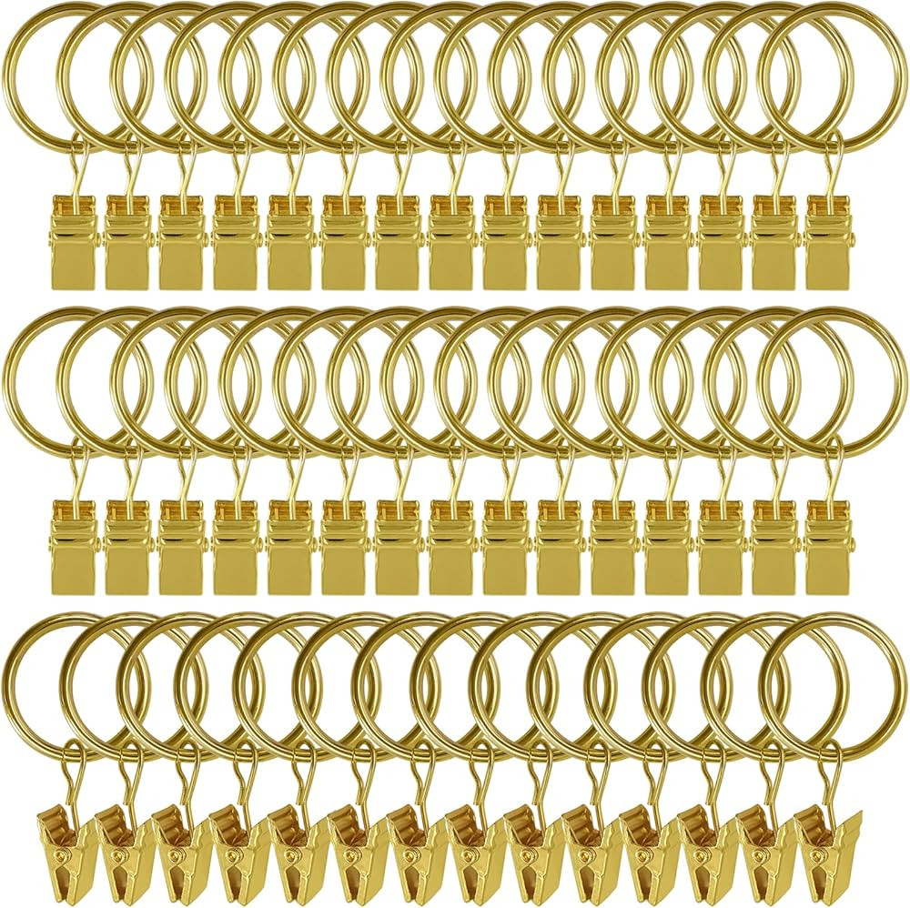 44 Pack Curtain Rings with Clips, Curtain Clip Rings Hooks, Bow Hanger Clips for Hanging Drapery ... | Amazon (US)