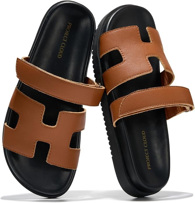Project Cloud 100% Genuine Leather Sandals Women & Slides for Women (Mayvy) | Amazon (US)