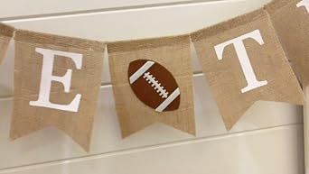 2 Pieces Football Game Time Banner Football Bunting Banner Sports Burlap Banner Rustic Football D... | Amazon (US)