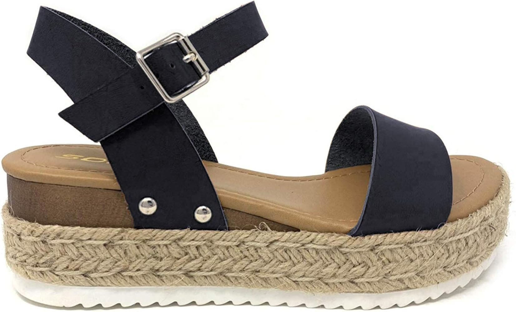 SODA Clip Topshoe Avenue Women's Open Toe Ankle Strap Espadrille Sandal | Amazon (US)