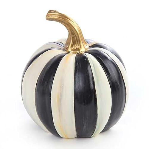 MACKENZIE-CHILDS Mini Pumpkin, Resin Halloween Home Decor, Black-and-White Courtly Stripe | Amazon (US)