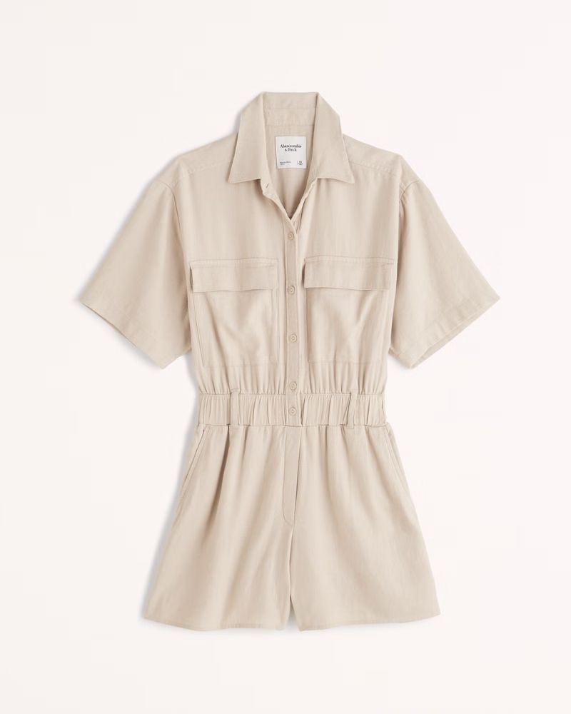 Short-Sleeve Utility Romper | Abercrombie & Fitch (US)