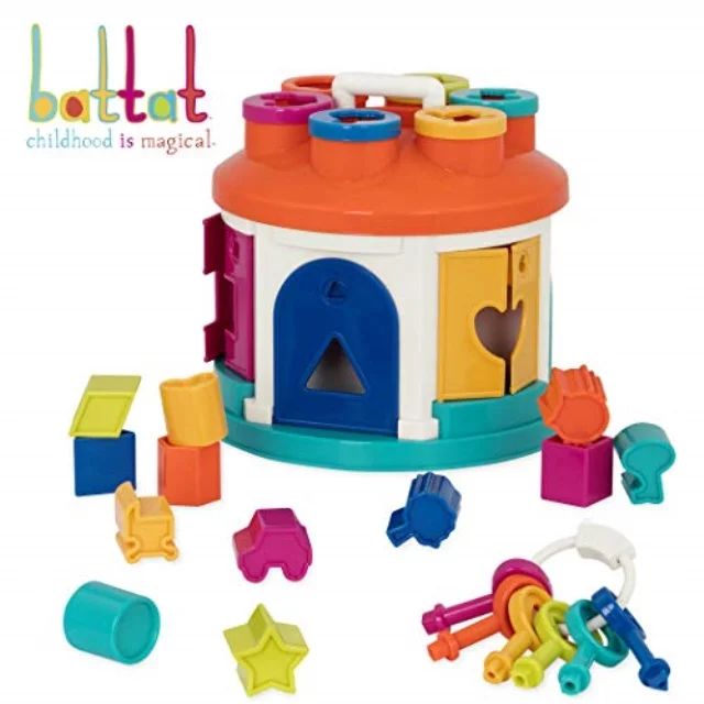 battat - shape sorter house - color and shape sorting toy with 6 keys and 12 shapes for toddlers ... | Walmart (US)
